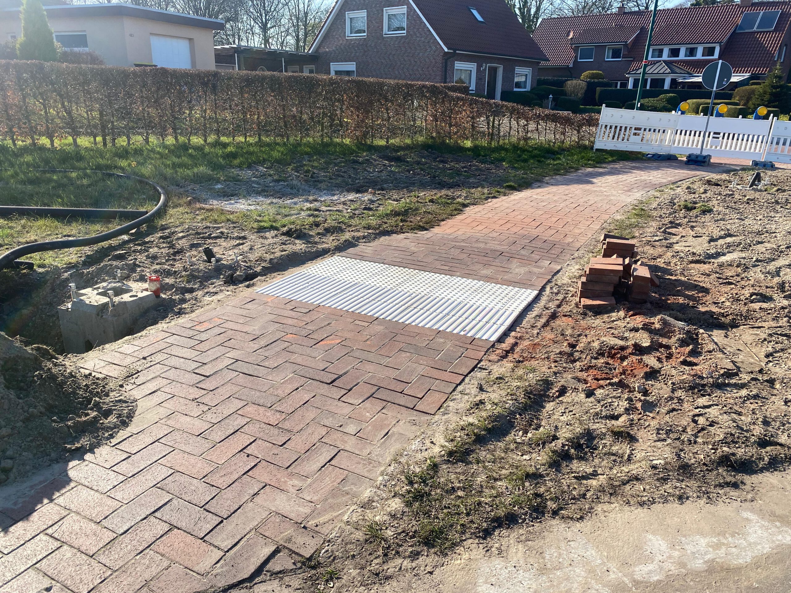Pflasterarbeiten mit Blindenleitsystem